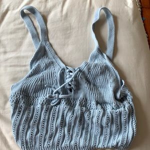 Baby Blue Knit Crop Top